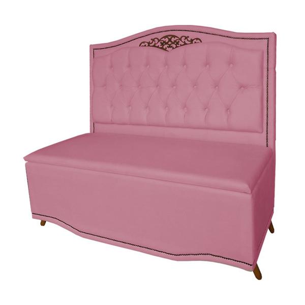 Imagem de Cabeceira mais Calçadeira Casal King 195cm Para Cama Box Greta Suede Rosa - DS Estofados