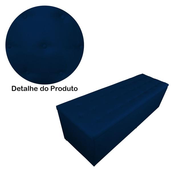 Imagem de Cabeceira mais Calçadeira Casal King Juliana 190cm Para Cama Box Suede Azul Marinho - DS Estofados