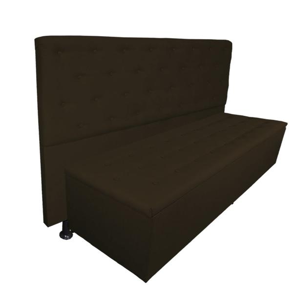 Imagem de Cabeceira mais Calçadeira Casal King Juliana 190cm Para Cama Box Suede Marrom - DS Estofados