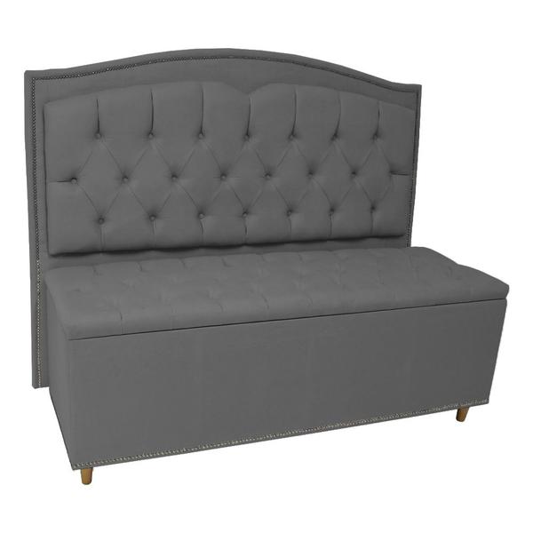 Imagem de Cabeceira mais Calçadeira Casal Queen 160cm Para Cama Box Diana Suede Cinza - DS Estofados