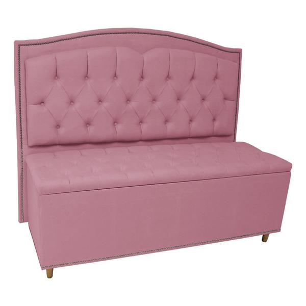 Imagem de Cabeceira mais Calçadeira Casal Queen 160cm Para Cama Box Diana Suede Rosa - DS Estofados