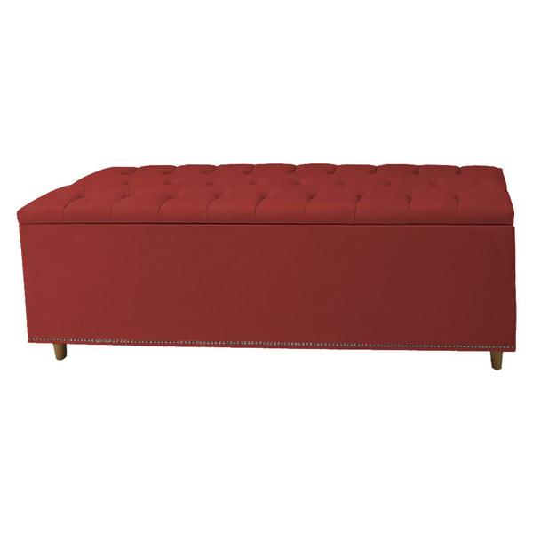 Imagem de Cabeceira mais Calçadeira Casal Queen 160cm Para Cama Box Diana Suede Vermelho - DS Estofados