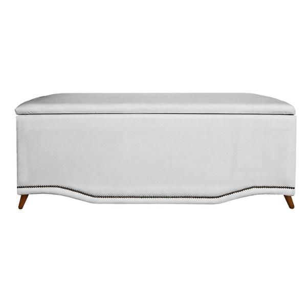 Imagem de Cabeceira mais Calçadeira Casal Queen 160cm Para Cama Box Greta Suede Branco - DS Estofados