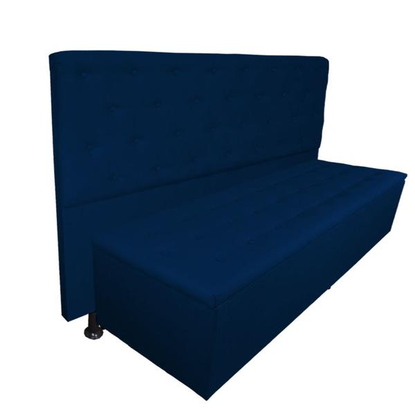 Imagem de Cabeceira mais Calçadeira Casal Queen Juliana 160cm Para Cama Box Suede Azul Marinho - DS Estofados