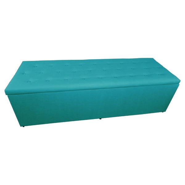 Imagem de Cabeceira mais Calçadeira Casal Queen Juliana 160cm Para Cama Box Suede Azul Turquesa - DS Estofados