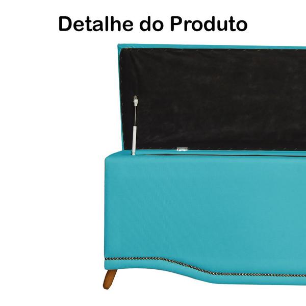 Imagem de Cabeceira mais Calçadeira Solteiro 90cm Para Cama Box Greta Suede Azul Turquesa - DS Estofados