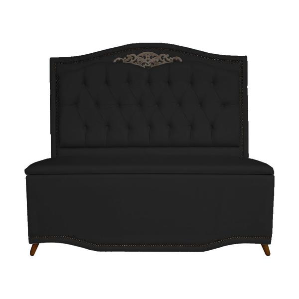 Imagem de Cabeceira mais Calçadeira Solteiro 90cm Para Cama Box Greta Suede Preto - DS Estofados