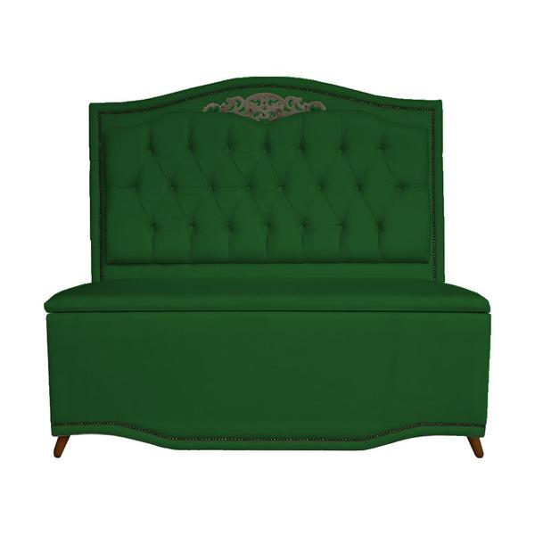 Imagem de Cabeceira mais Calçadeira Solteiro 90cm Para Cama Box Greta Suede Verde - DS Estofados