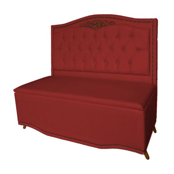 Imagem de Cabeceira mais Calçadeira Solteiro 90cm Para Cama Box Greta Suede Vermelho - DS Estofados