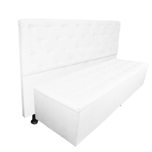 Imagem de Cabeceira mais Calçadeira Solteiro Juliana 90cm Para Cama Box Suede Branco - DS Estofados