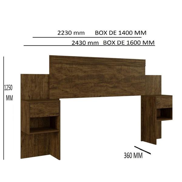 Imagem de Cabeceira Master Avela Ipê 2 Gavetas Benetil Móveis