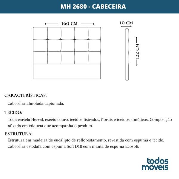 Imagem de Cabeceira MH-2680 Herval Estofada Queen para Colchão 158 cm Linho Cinza C