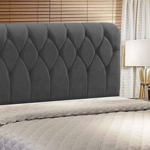 Imagem de Cabeceira Miami Cama Box Casal 140 cm Suede Cinza Amassado - JS Móveis