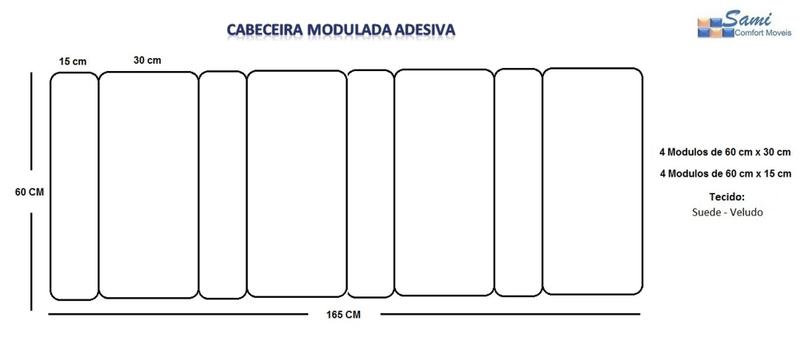 Imagem de Cabeceira Modulada Adesiva Veludo Marfim (165 cm)