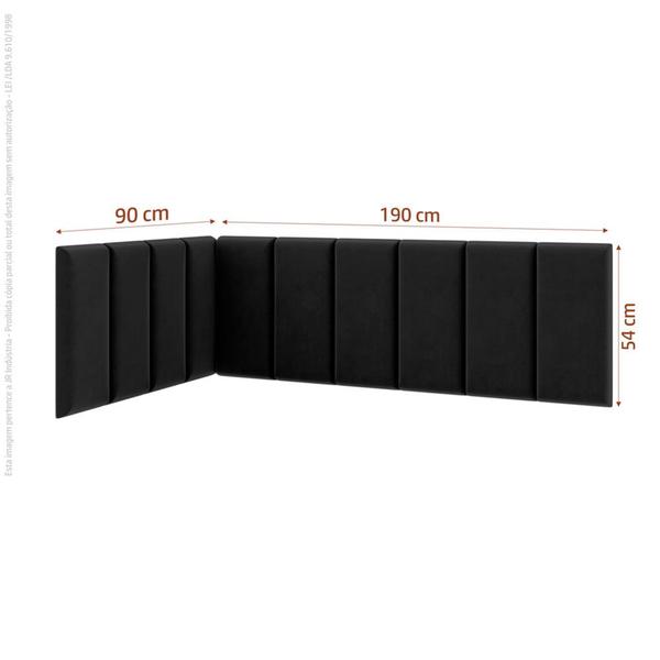 Imagem de Cabeceira Modulada Estofada Para Cama  De Solteiro Em L