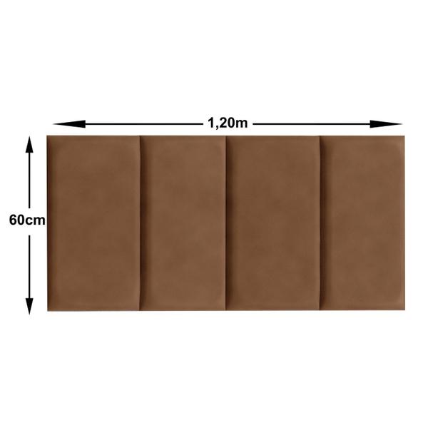 Imagem de Cabeceira Modular Solteiro material sintético 4 Módulos 30cm X 60cm Caramelo