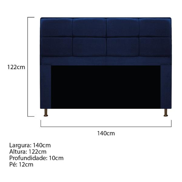 Imagem de Cabeceira Munique 140 cm Casal Suede Azul Marinho AM Decor