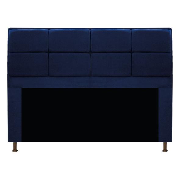 Imagem de Cabeceira Munique 140 cm Casal Suede Azul Marinho AM Decor