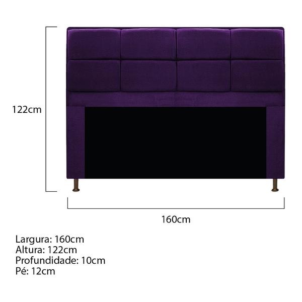 Imagem de Cabeceira Munique 160 cm Queen Size Suede Roxo AM Decor