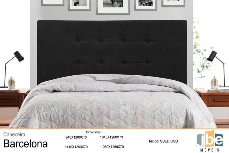 Imagem de Cabeceira New Maveric  Estofada Com Botão de Tecido para Cama Box Casal King Size 195Cm Preto 