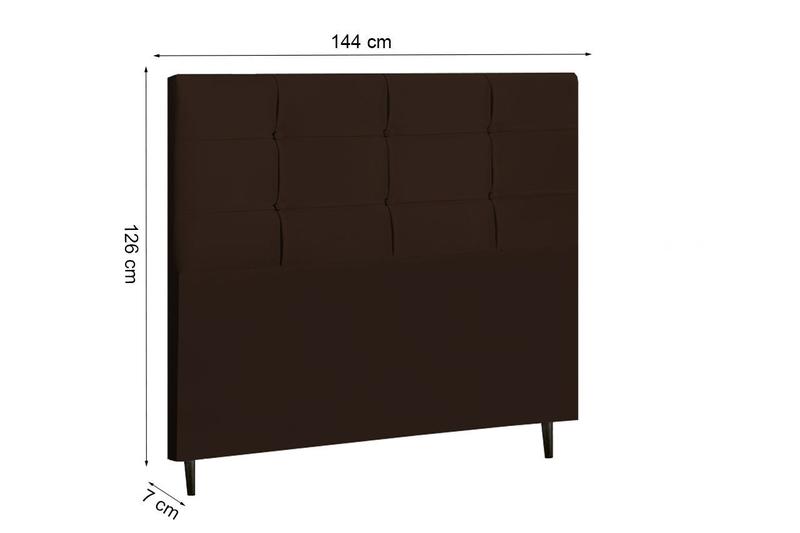 Imagem de Cabeceira New Style Estofada Com Botão de Tecido para Cama Box Casal 144Cm Marrom - JBE Móveis