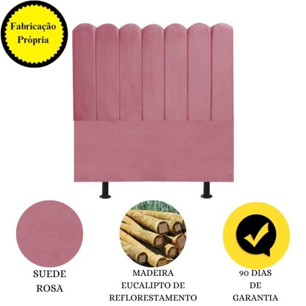 Imagem de Cabeceira Nuvem Cama Box Casal 140 cm Alanis Suede Rosa