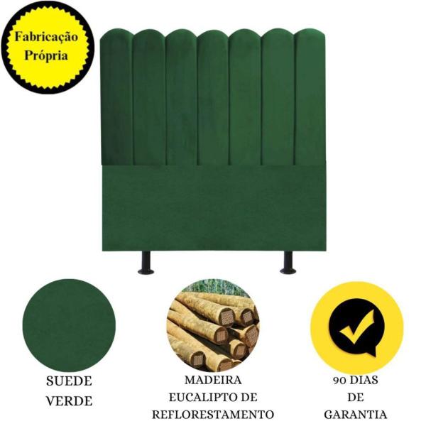 Imagem de Cabeceira Nuvem Cama Box Casal 140 cm Alanis Suede Verde