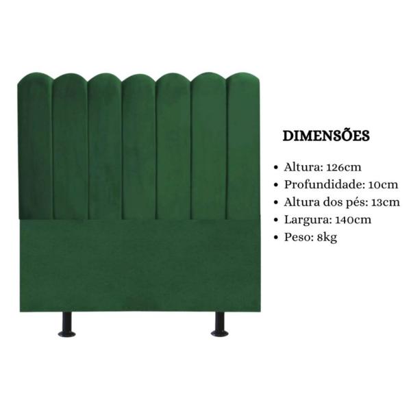 Imagem de Cabeceira Nuvem Cama Box Casal 140 cm Alanis Suede Verde