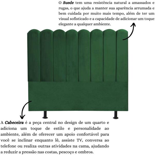 Imagem de Cabeceira Nuvem Cama Box King 195 cm Alanis Suede Verde