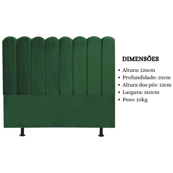 Imagem de Cabeceira Nuvem Cama Box Queen 160 cm Alanis Suede Verde