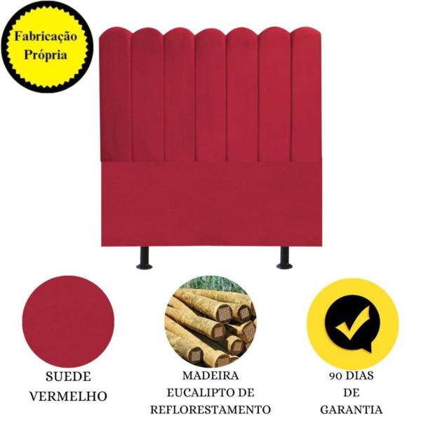 Imagem de Cabeceira Nuvem Cama Box Solteiro 90cm Alanis Suede Vermelho