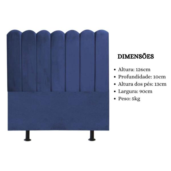 Imagem de Cabeceira Nuvem Cama Solteiro 90cm Alanis Suede Azul Marinho