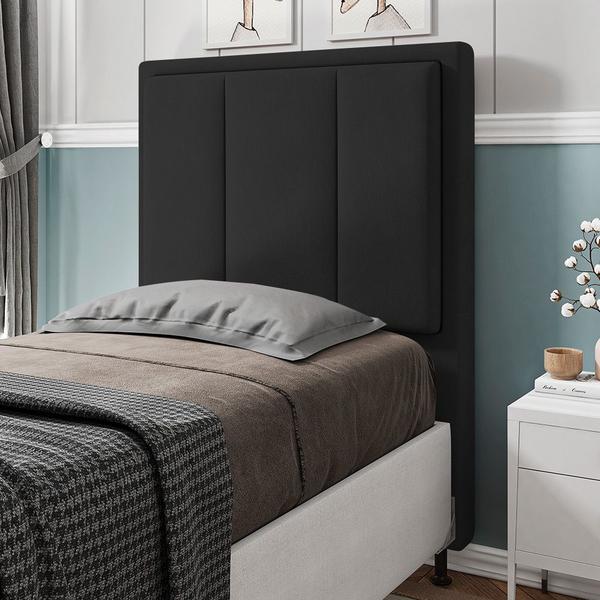 Imagem de Cabeceira Opala Para Cama Box Solteiro 90 cm Suede Preto - D'Rossi