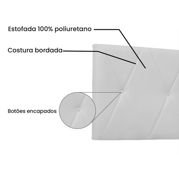 Imagem de Cabeceira Painel Aquilla Para Cama Box Queen 160 cm material sintético Branco - D'Rossi