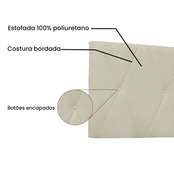 Imagem de Cabeceira Painel Aquilla Para Cama Box Solteiro 90 cm material sintético Bege - D'Rossi