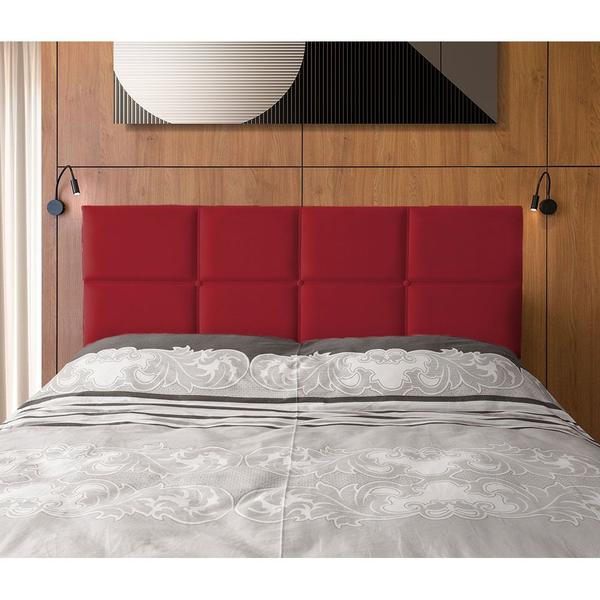 Imagem de Cabeceira Painel Cama Box King Estofada Belize Veludo Vermelho