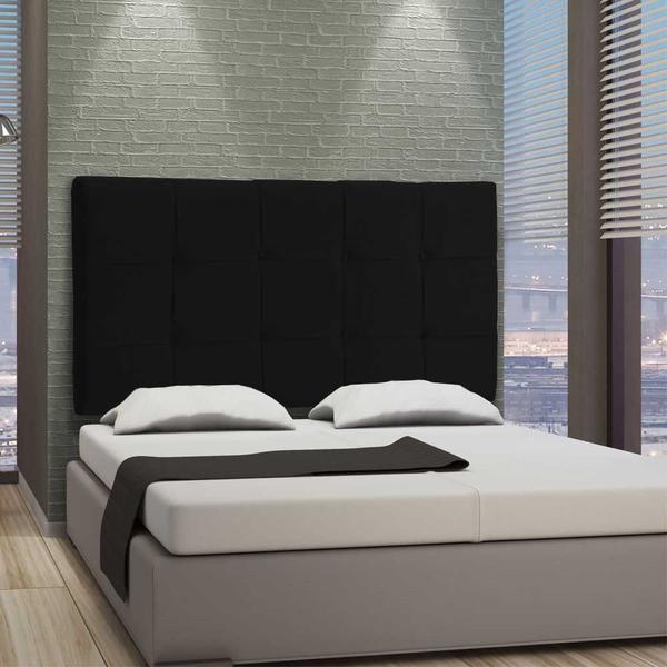 Imagem de Cabeceira Painel Casal 140 Cm Suede Preto Lia