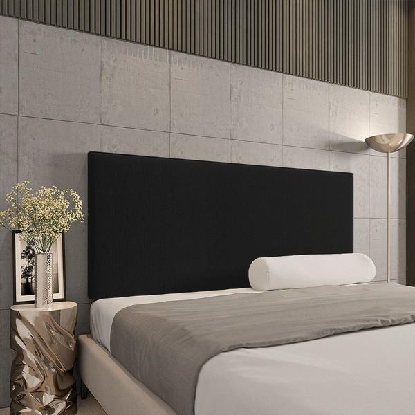 Imagem de Cabeceira Painel Clean Para Cama Box Queen 160 cm Linho Preto A79 - D'Rossi