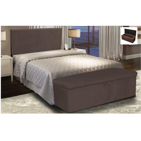 Imagem de Cabeceira Painel Clean para Cama Box Solteiro 90 cm Suede Marrom - D'Rossi