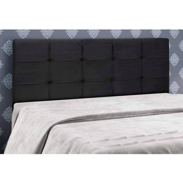 Imagem de Cabeceira Painel De Casal Queen 160cm Para Cama Box Clean Suede Preto - DS Móveis