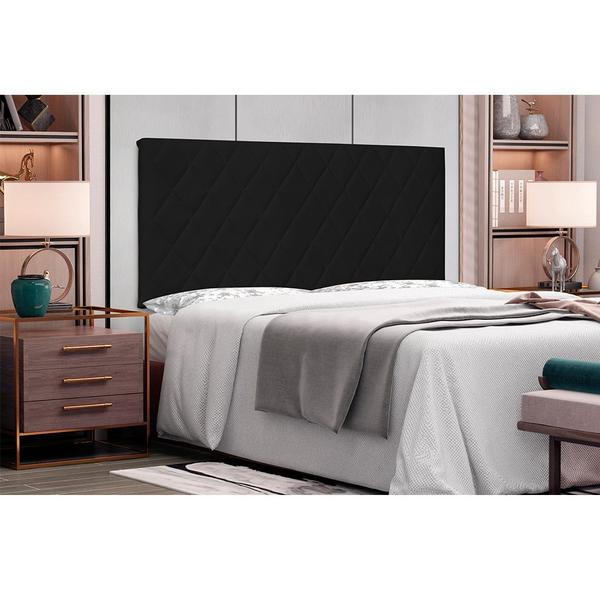 Imagem de Cabeceira Painel Dubai Para Cama Box Casal 140 cm material sintético Preto - D'Rossi