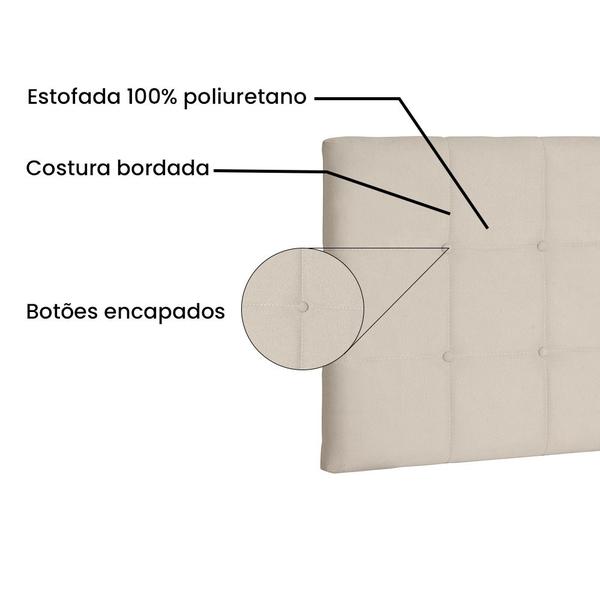 Imagem de Cabeceira Painel Estofada Cama Box Casal King Verona 195cm Suede Bege - Desk Design