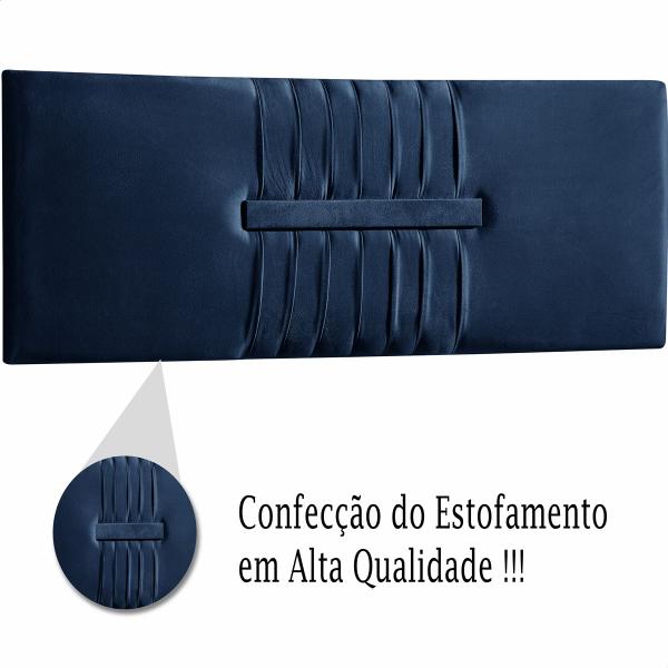 Imagem de Cabeceira Painel Estofada Nevada Suede Azul Queen 1,60m para Cama Box