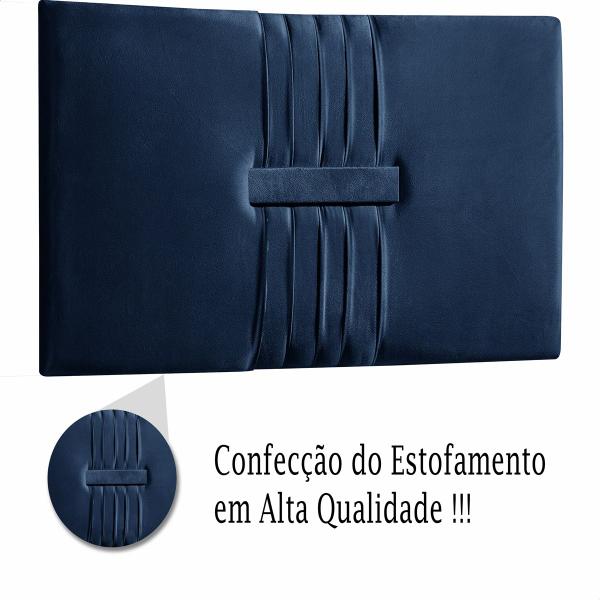 Imagem de Cabeceira Painel Estofada Nevada Suede Azul Solteiro 90cm para Cama Box