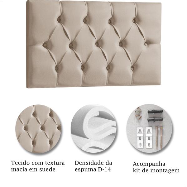 Imagem de Cabeceira Painel Estofada Paris Suede Bege Solteiro 90cm para Cama Box