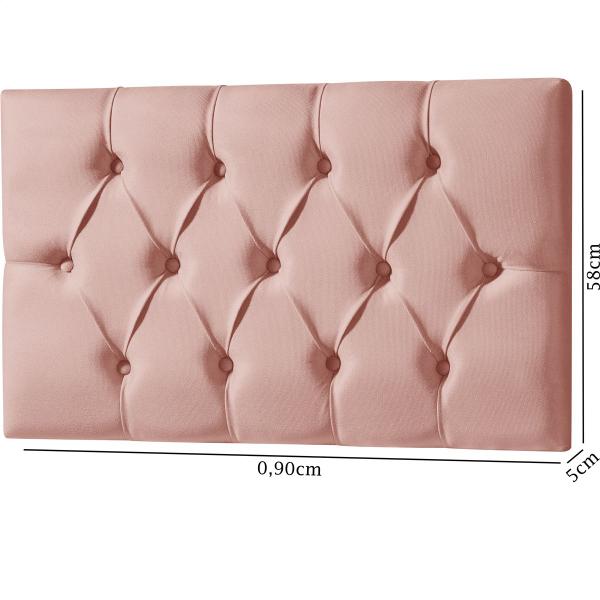 Imagem de Cabeceira Painel Estofada Paris Suede Rosa Solteiro 90cm para Cama Box