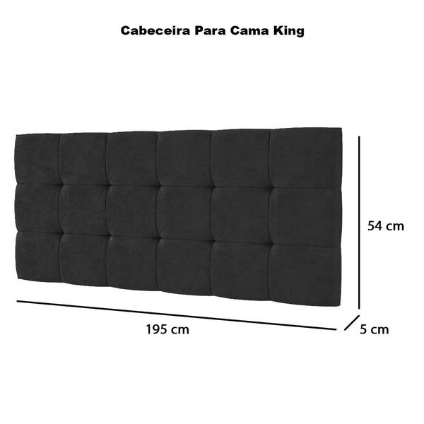 Imagem de Cabeceira Painel Estofada Quadriculada Para cama king 195cm - LH Móveis