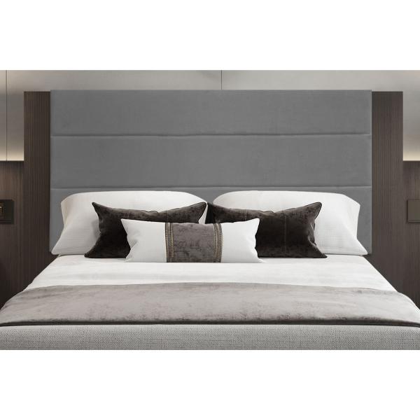 Imagem de Cabeceira Painel Helena 1,38 Cm Cama Box Suede Cinza Grafite