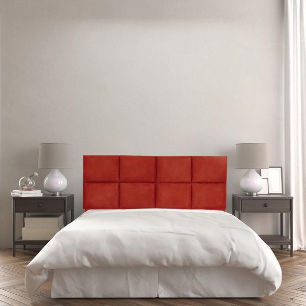 Imagem de Cabeceira Painel Modulada Casal 1,40m Lorena Suede Vermelho - Pallazio