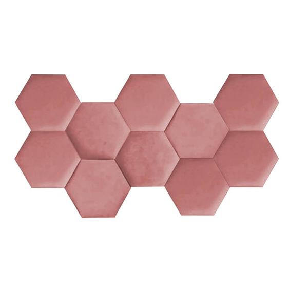 Imagem de Cabeceira Painel Modulado Colmeia Blogueirinha Estofada 140cm Casal Suede Rose Gold - Ahz Móveis